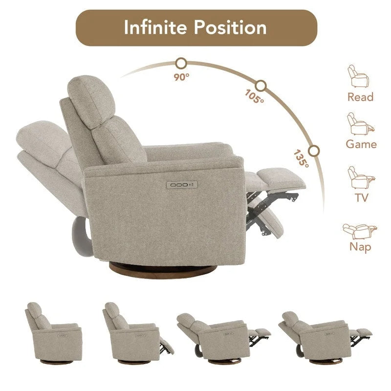 Maire Power Swivel Nursery Recliner Chair with Nightlight
