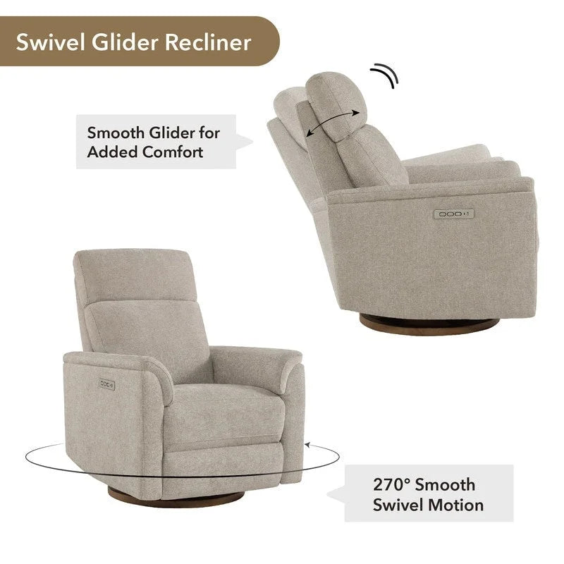 Maire Power Swivel Nursery Recliner Chair with Nightlight