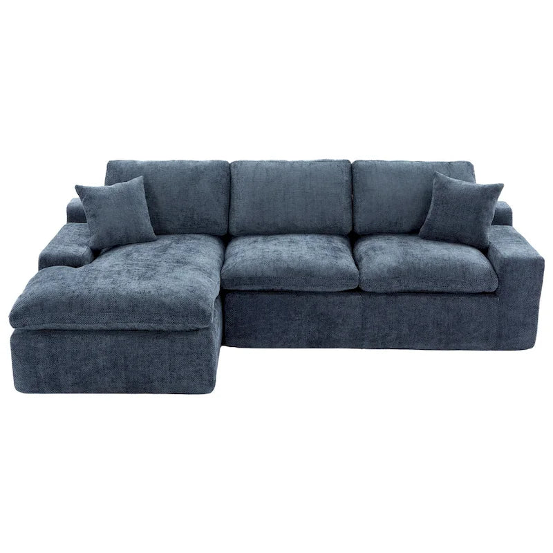 L-Shaped Reversible Sectional Sofa Chenille Fabric Couch Chaise