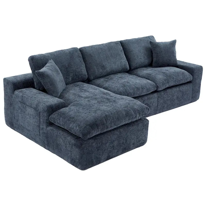 L-Shaped Reversible Sectional Sofa Chenille Fabric Couch Chaise