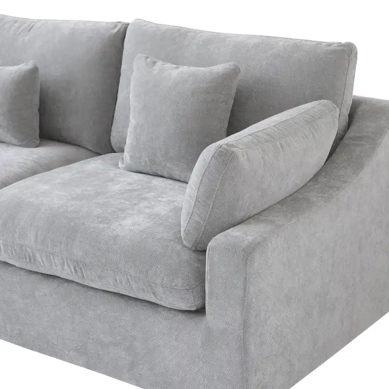 Modern Comfy Linen Sectional Sofa 3-Seater Down Filled Cloud Couch