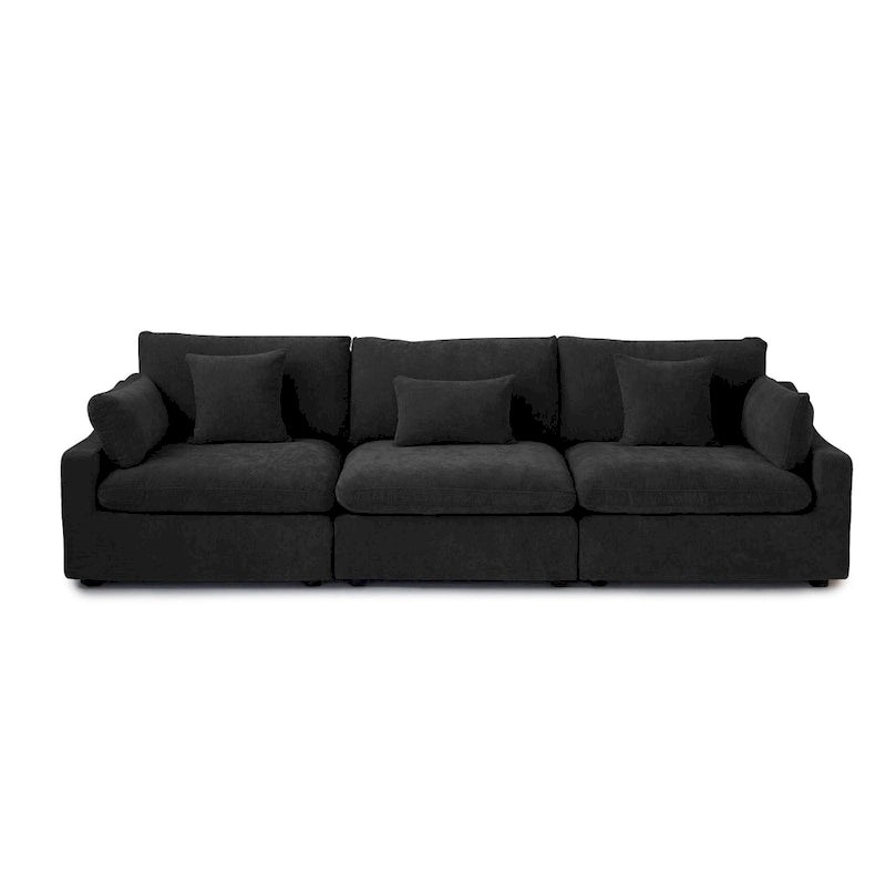 Modern Comfy Linen Sectional Sofa 3-Seater Down Filled Cloud Couch