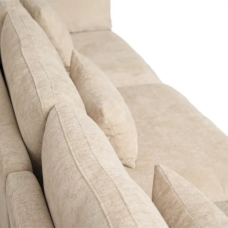 Modern Comfy Linen Sectional Sofa 3-Seater Down Filled Cloud Couch