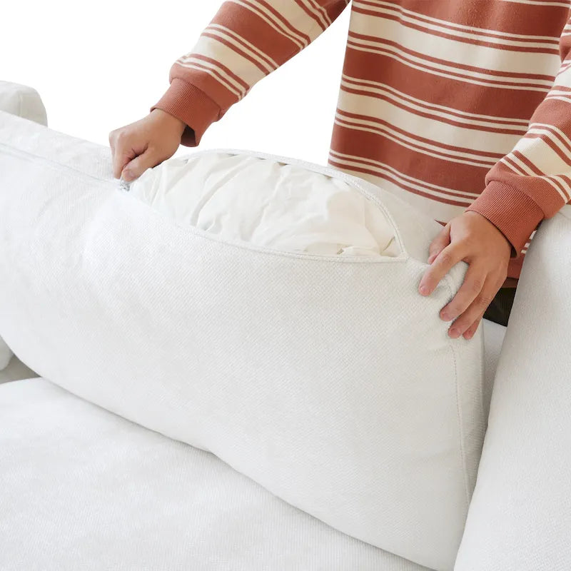 Modern Comfy Linen Sectional Sofa 3-Seater Down Filled Cloud Couch