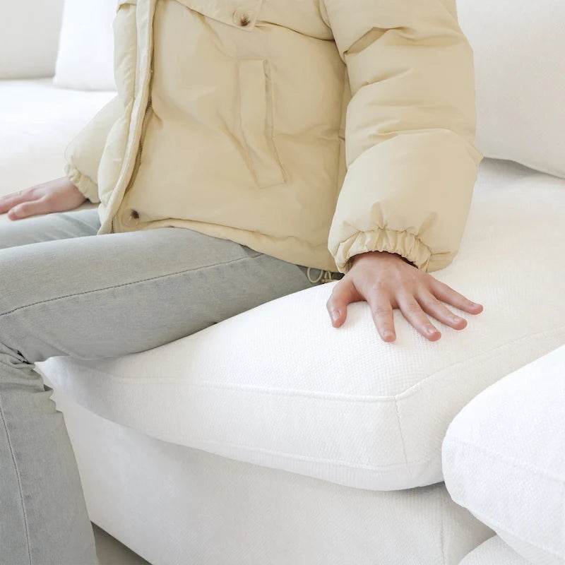 Modern Comfy Linen Sectional Sofa 3-Seater Down Filled Cloud Couch