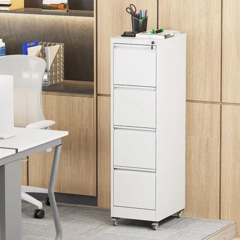 Versatile Locking Metal File Cabinet with Wheels for Home and Office Use