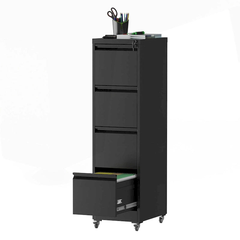 Versatile Locking Metal File Cabinet with Wheels for Home and Office Use