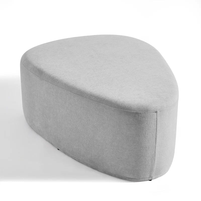 43 Rounded Triangle Upholstered Ottoman, Oversize Fabric Ottoman Footstool