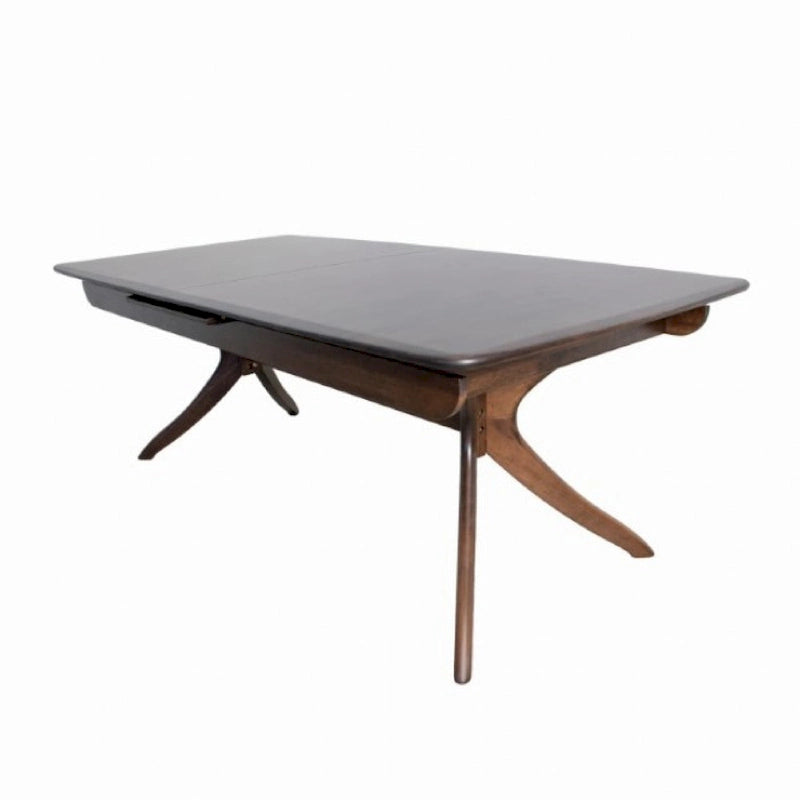 Viki 82-102 Inch Dining Table, Curved Legs Extendable Brown Solid Wood