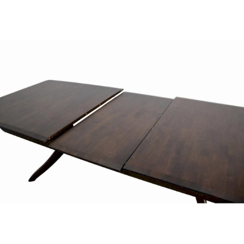 Viki 82-102 Inch Dining Table, Curved Legs Extendable Brown Solid Wood