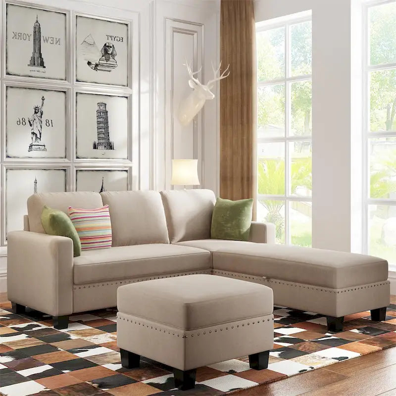 L-Shaped Reversible Modular Sectional Couch,Upholstered Sectional Sofa