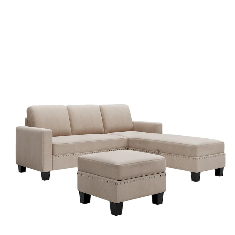 L-Shaped Reversible Modular Sectional Couch,Upholstered Sectional Sofa