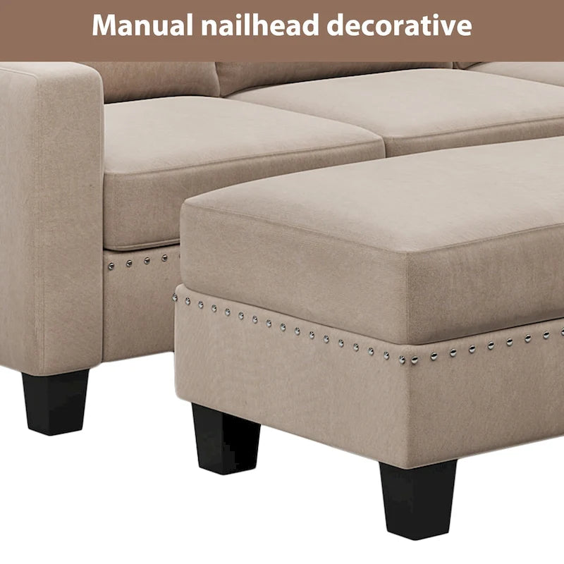 L-Shaped Reversible Modular Sectional Couch,Upholstered Sectional Sofa