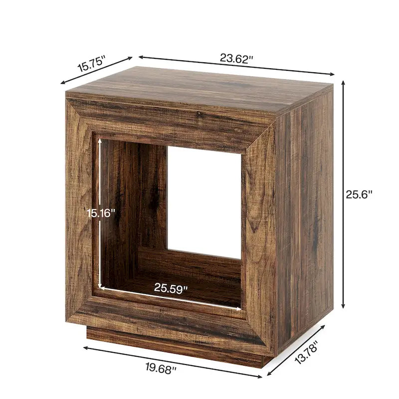 Wood End Table with Storage, Walnut Nightstands for Living Room, Bedroom