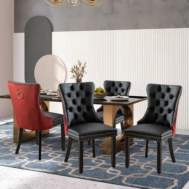 Solid Wood Velvet Upholstered Dining Chair Set of 4
