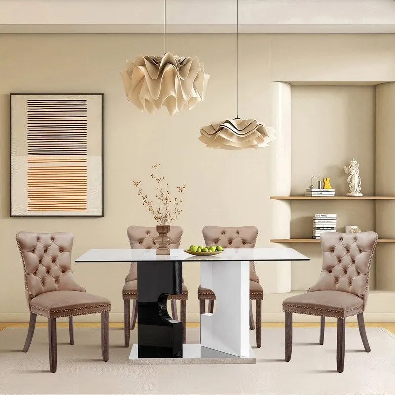 Solid Wood Velvet Upholstered Dining Chair Set of 4