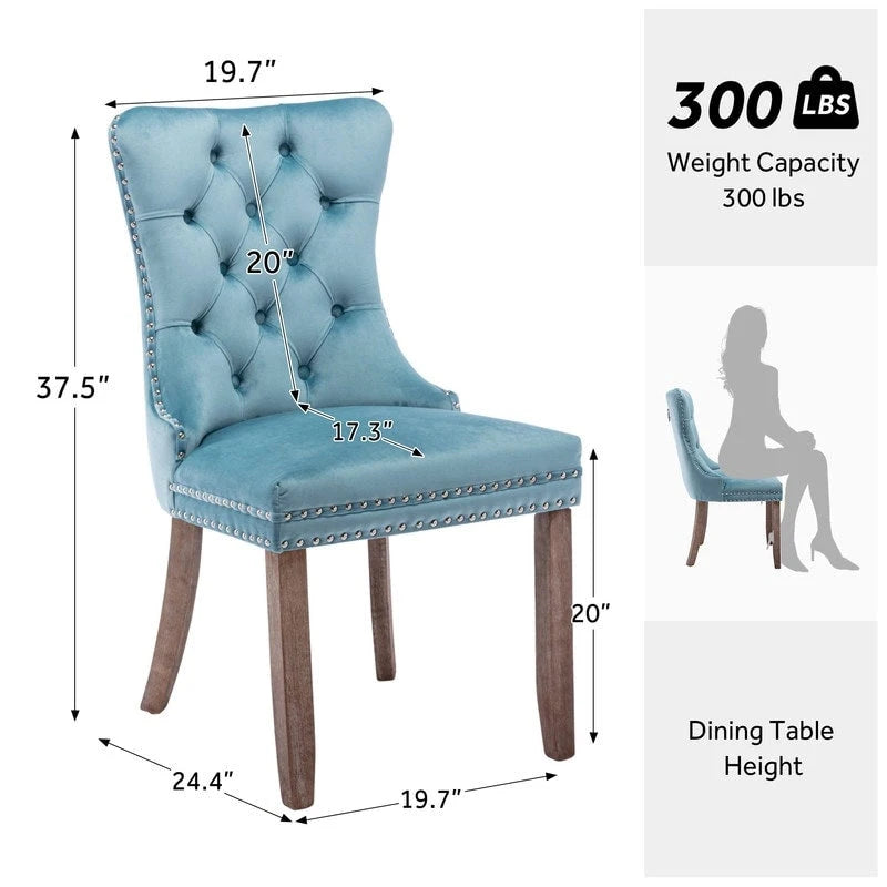 Solid Wood Velvet Upholstered Dining Chair Set of 4