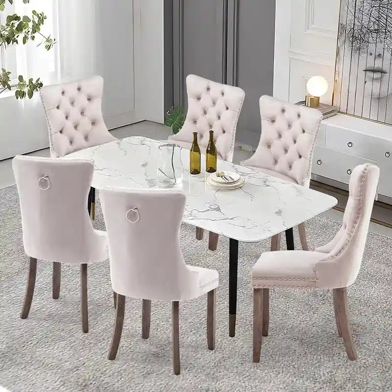 Solid Wood Velvet Upholstered Dining Chair Set of 4
