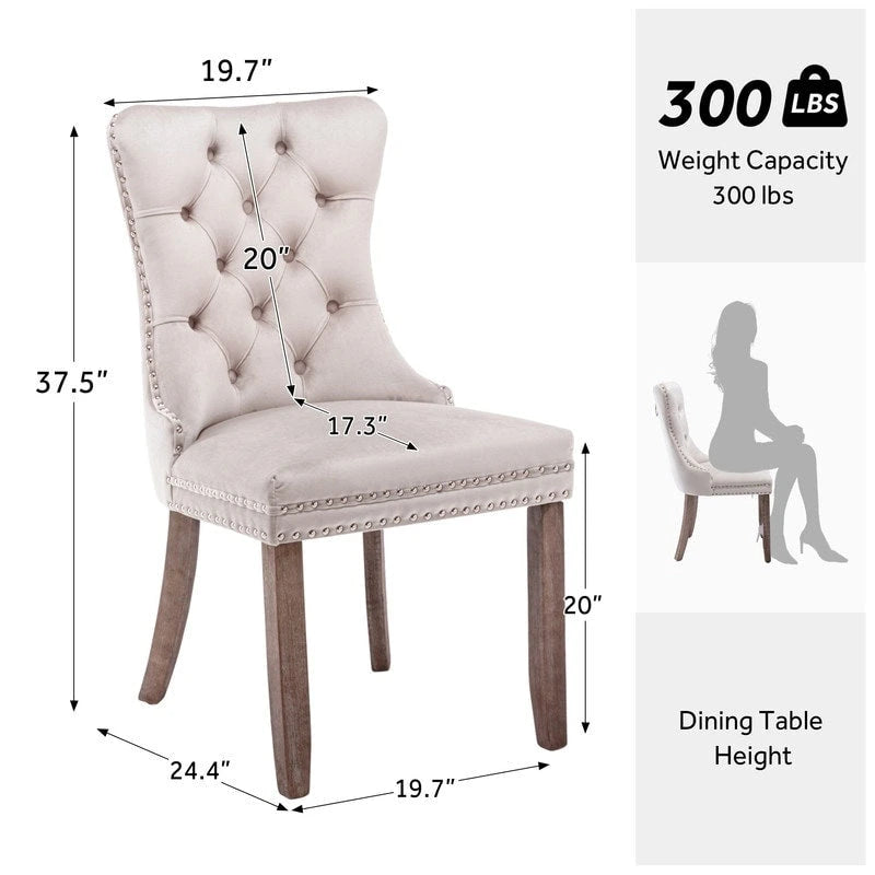 Solid Wood Velvet Upholstered Dining Chair Set of 4