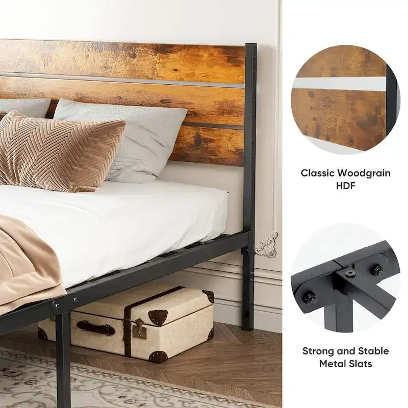 Queen SizePlatform Bed 800lb Capacity with 12.8 Under-Bed Storage