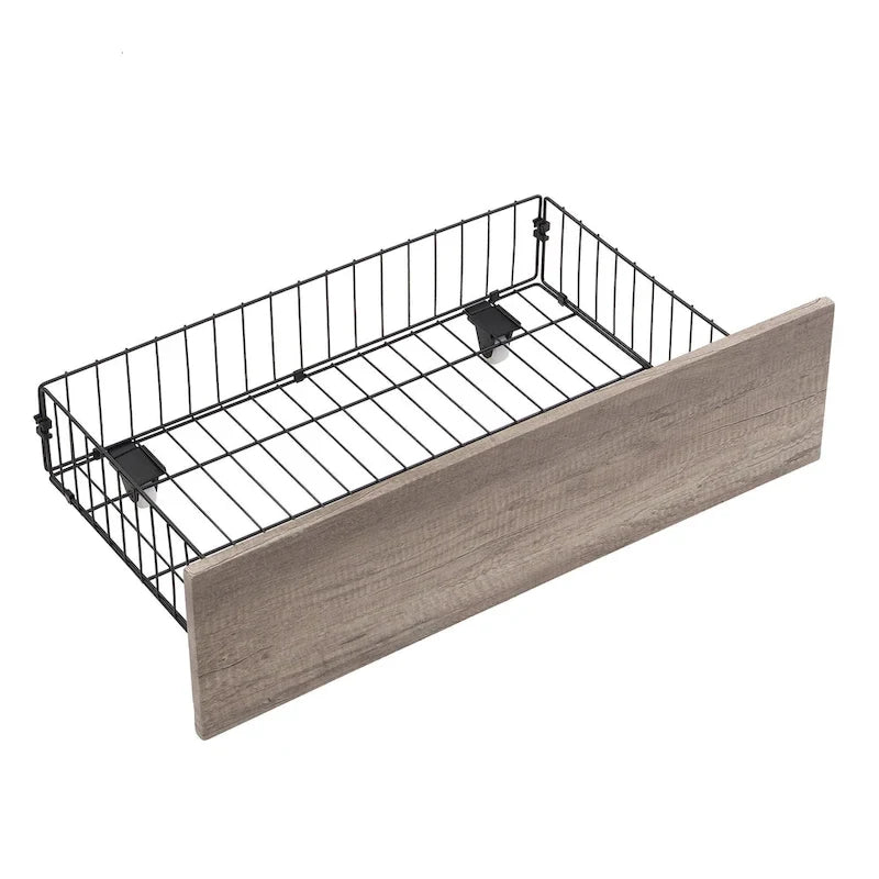 Full Size Metal Platform Bed with Drawers and Storage Headboard