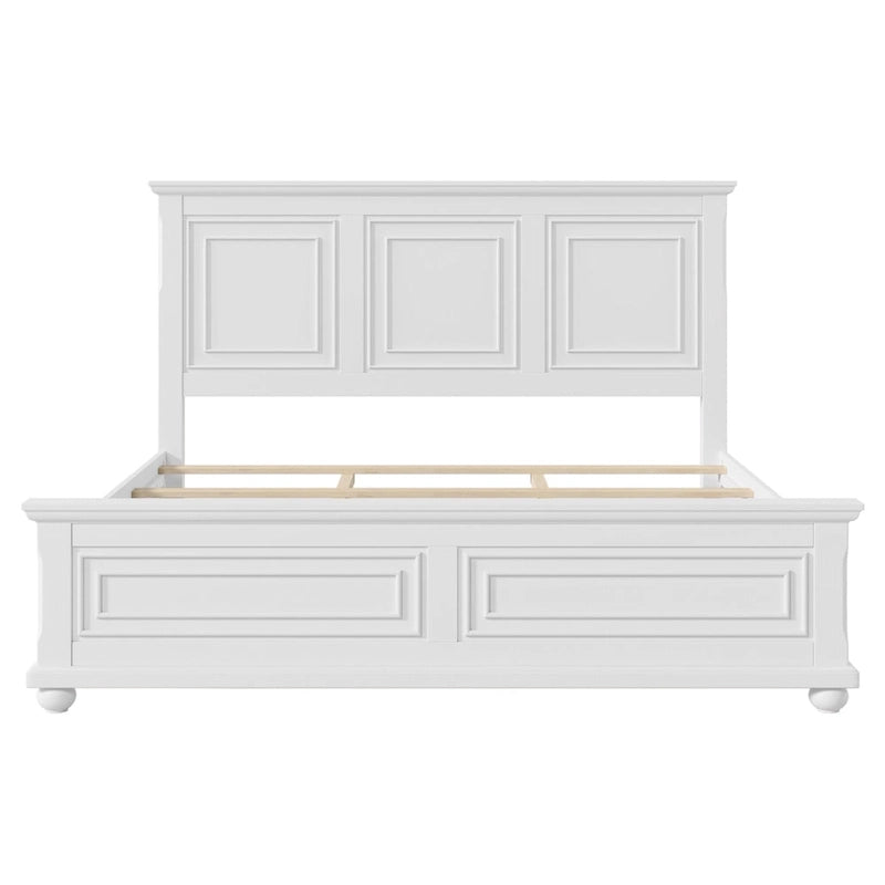 White King Size Traditional Pinewood Bed with Wooden Slats Support