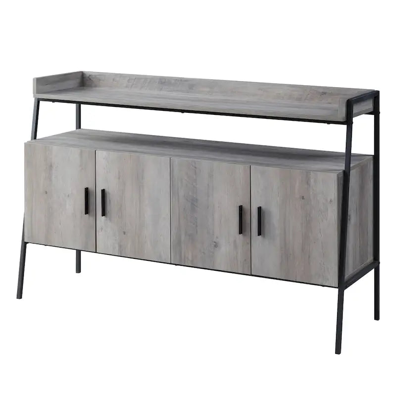 Oak 52 Industrial TV Stand with Shelf & Metal Legs