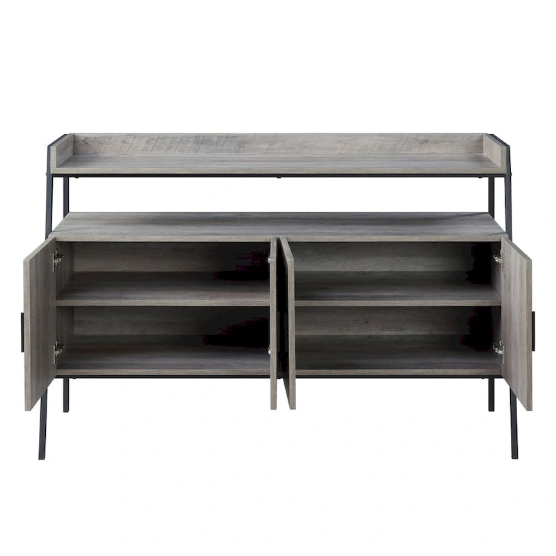 Oak 52 Industrial TV Stand with Shelf & Metal Legs