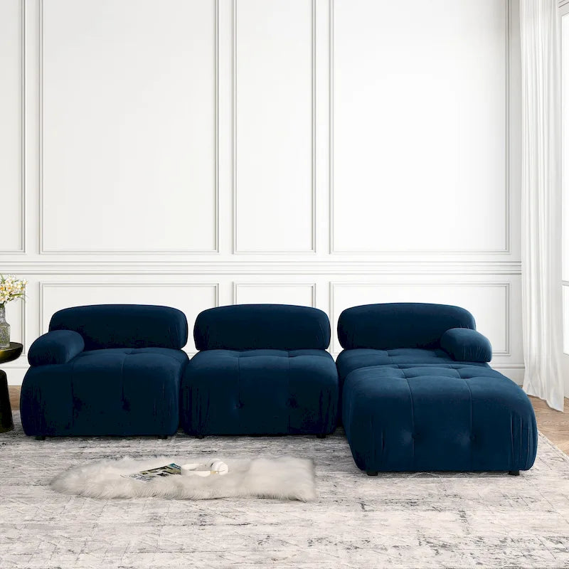 Blue 93 Modular L-Shaped 4-Seater Sofa with Reversible Ottoman