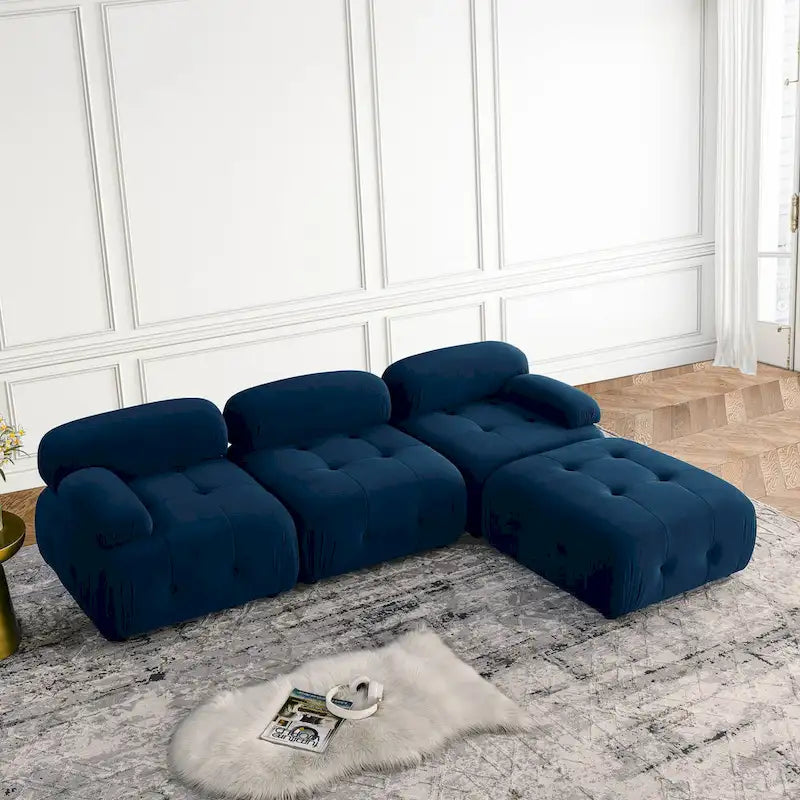 Blue 93 Modular L-Shaped 4-Seater Sofa with Reversible Ottoman
