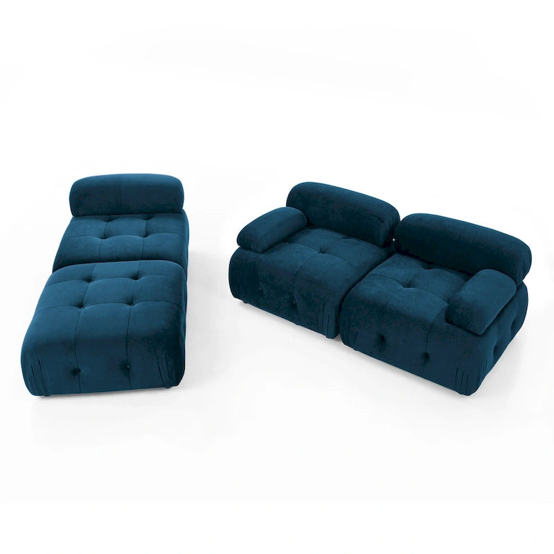 Blue 93 Modular L-Shaped 4-Seater Sofa with Reversible Ottoman