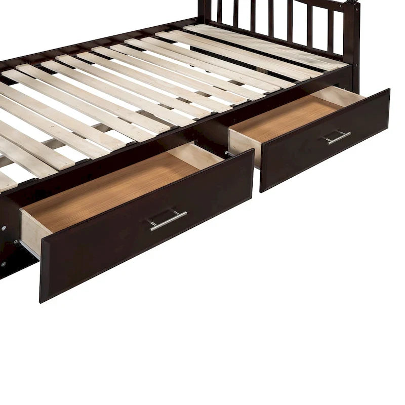 Twin Wooden Daybed with 2 Drawers & Trundle