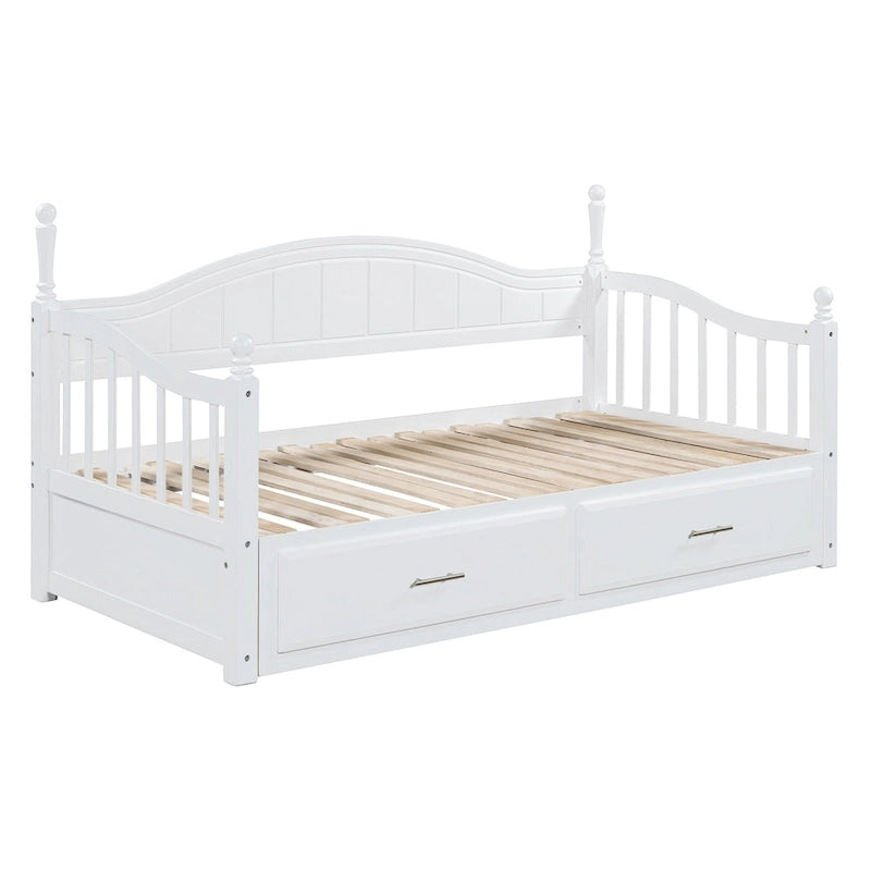 Twin Wooden Daybed with 2 Drawers & Trundle
