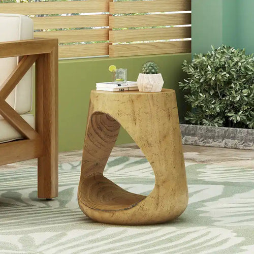 14.5 Modern Round Side Table with Stable Wide Base for Living Room or Bedroom