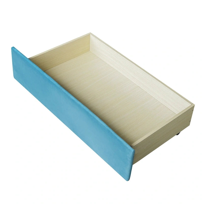 Twin Velvet Daybed with Drawers & Wood Slats