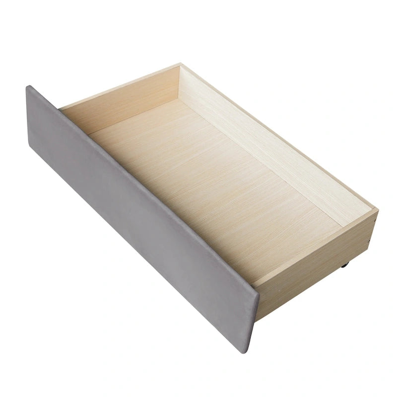 Twin Velvet Daybed with Drawers & Wood Slats