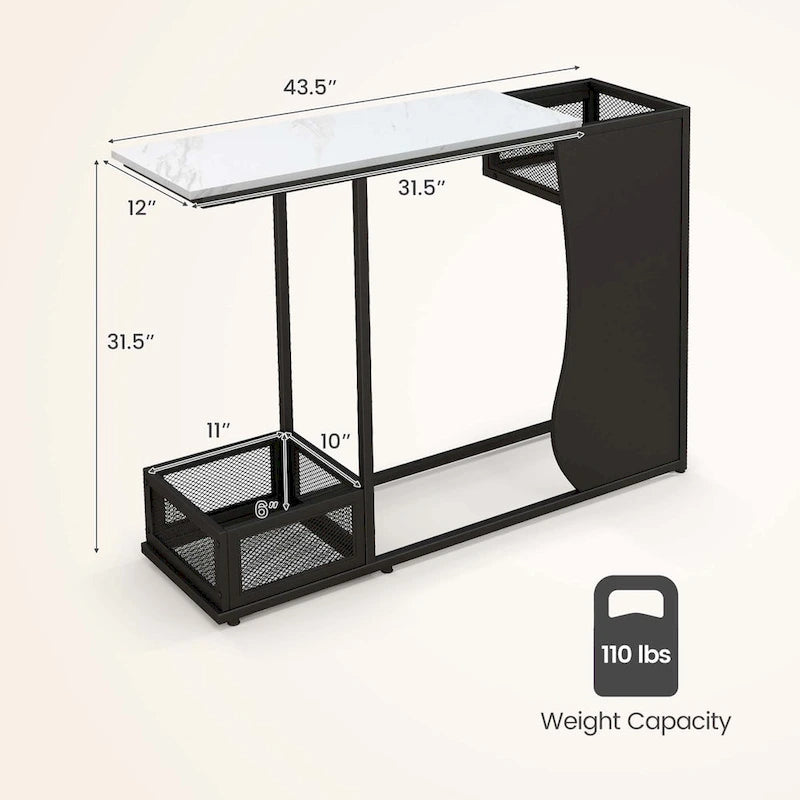 Costway 43.5 Console Table with Faux Marble Top & 2 Storage - See Details