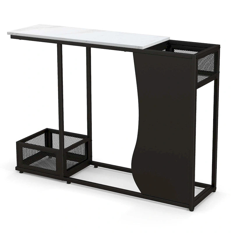 Costway 43.5 Console Table with Faux Marble Top & 2 Storage - See Details