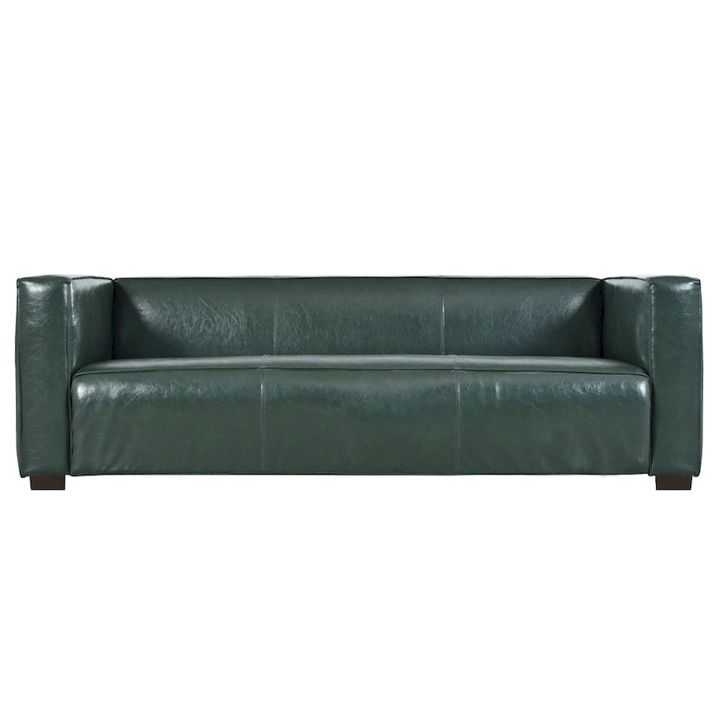 Green PU 3-Seater Sofa 80 Inch Tuxedo Design Contemporary Birch Wood Legs