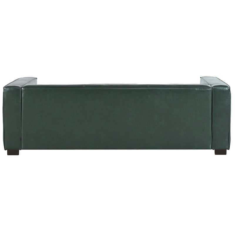 Green PU 3-Seater Sofa 80 Inch Tuxedo Design Contemporary Birch Wood Legs