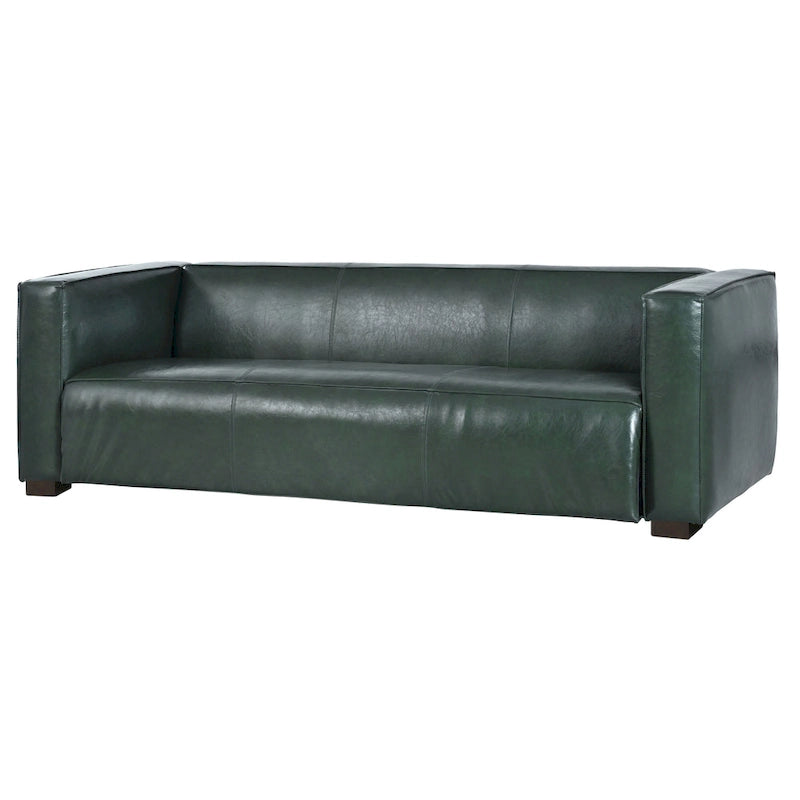 Green PU 3-Seater Sofa 80 Inch Tuxedo Design Contemporary Birch Wood Legs