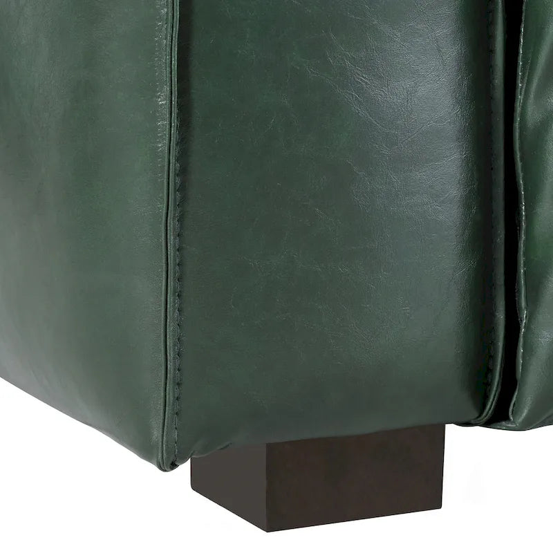 Green PU 3-Seater Sofa 80 Inch Tuxedo Design Contemporary Birch Wood Legs