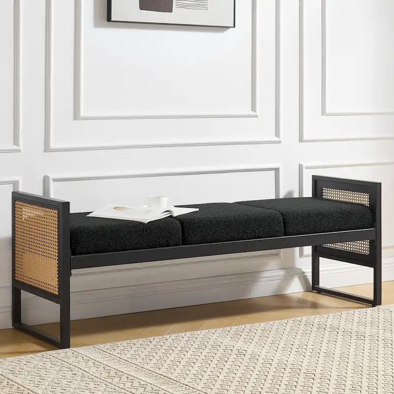 Fabric Upholstered Storage Bench for End of Bed, Entryway - 56.69L x 16.93W x 22.4H