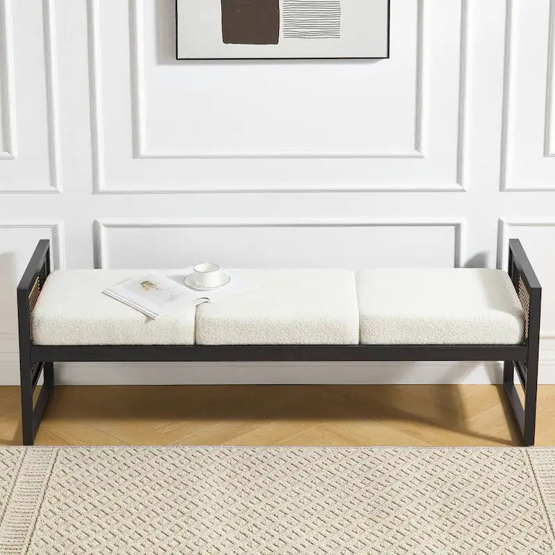 Fabric Upholstered Storage Bench for End of Bed, Entryway - 56.69L x 16.93W x 22.4H