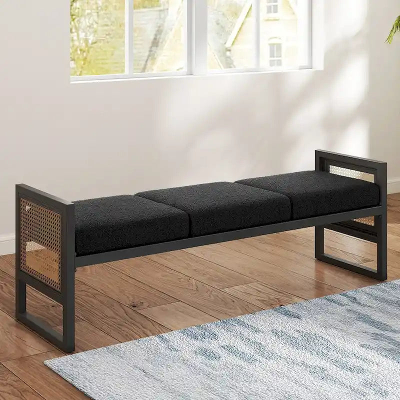 Fabric Upholstered Storage Bench for End of Bed, Entryway - 56.69L x 16.93W x 22.4H