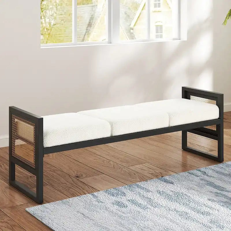 Fabric Upholstered Storage Bench for End of Bed, Entryway - 56.69L x 16.93W x 22.4H