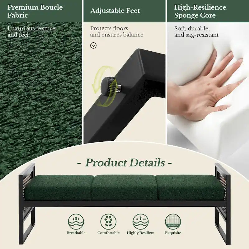 Fabric Upholstered Storage Bench for End of Bed, Entryway - 56.69L x 16.93W x 22.4H
