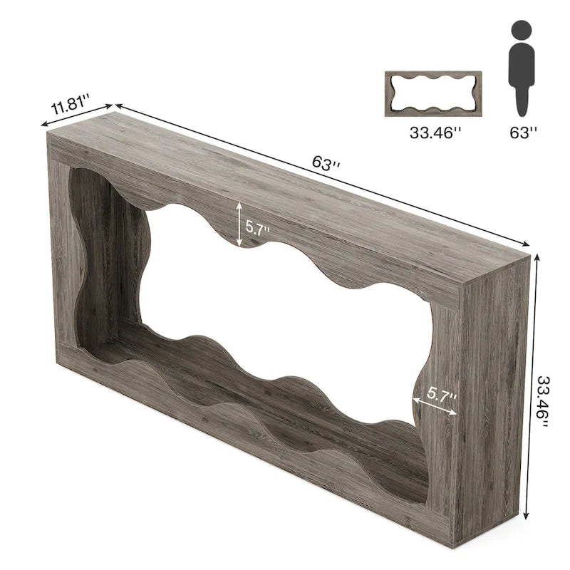 63-Inch Wood Console Table, Rectangular Entryway Table for Living Room, Rustic Brown