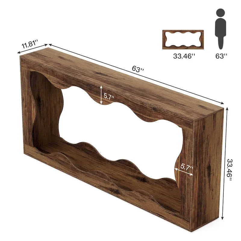 63-Inch Wood Console Table, Rectangular Entryway Table for Living Room, Rustic Brown