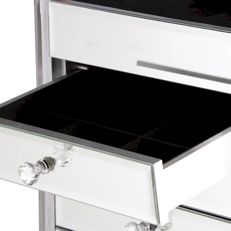 SEI Furniture Millicent Silver Mirrored Jewelry Armoire
